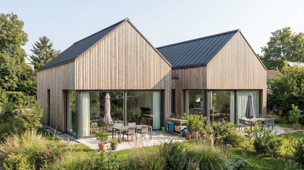 Modernes Holzdoppelhaus