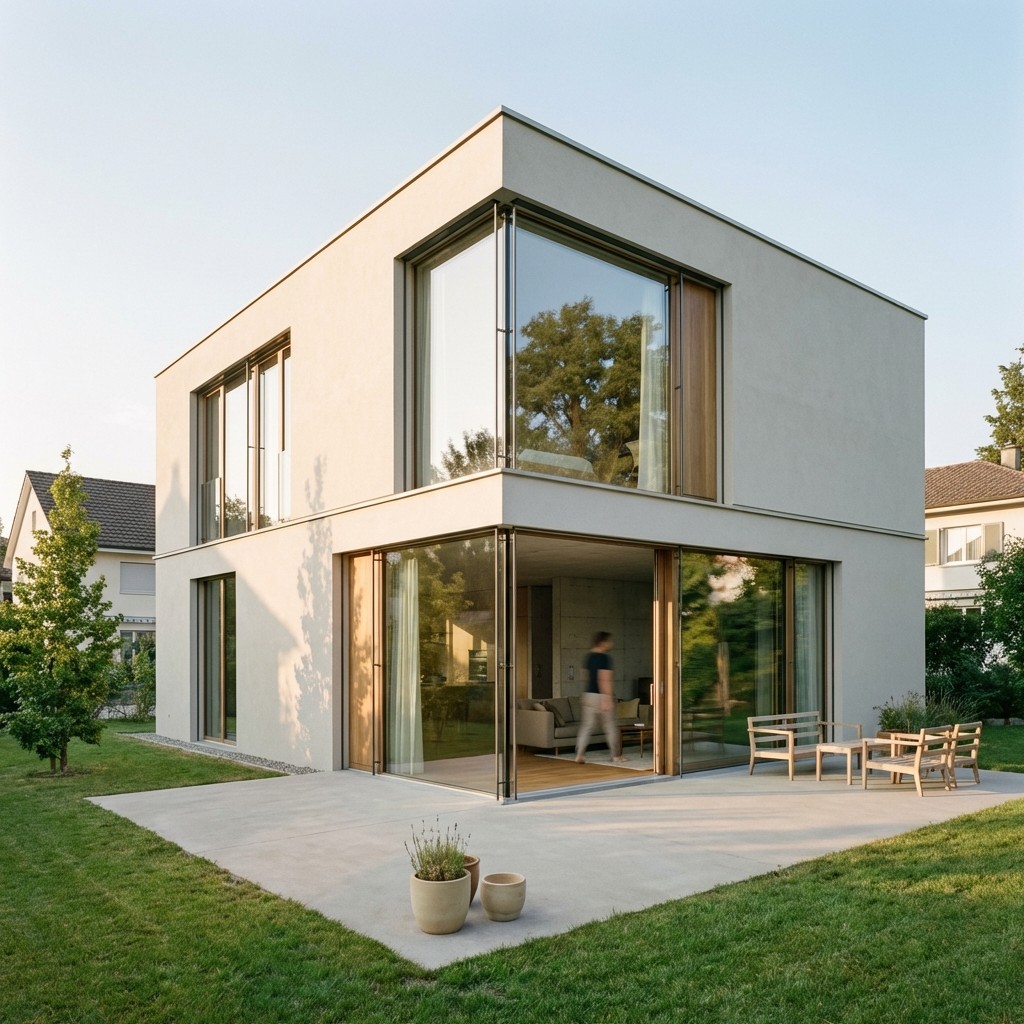 Kompaktes Einfamilienhaus im Bauhausstil